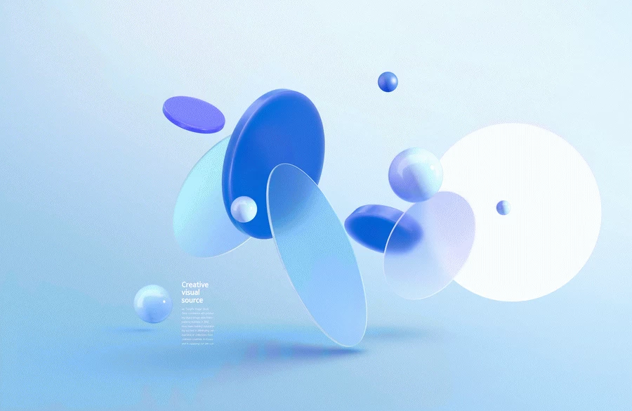潮流创意透明玻璃3D舞台液体几何主视觉KV海报背景PSD设计素材【002】